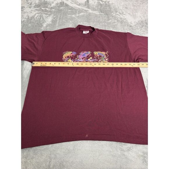 Vintage 90s Fish Nature Short Sleeve T Shirt Men's Size XL Red - Picture 8 of 11